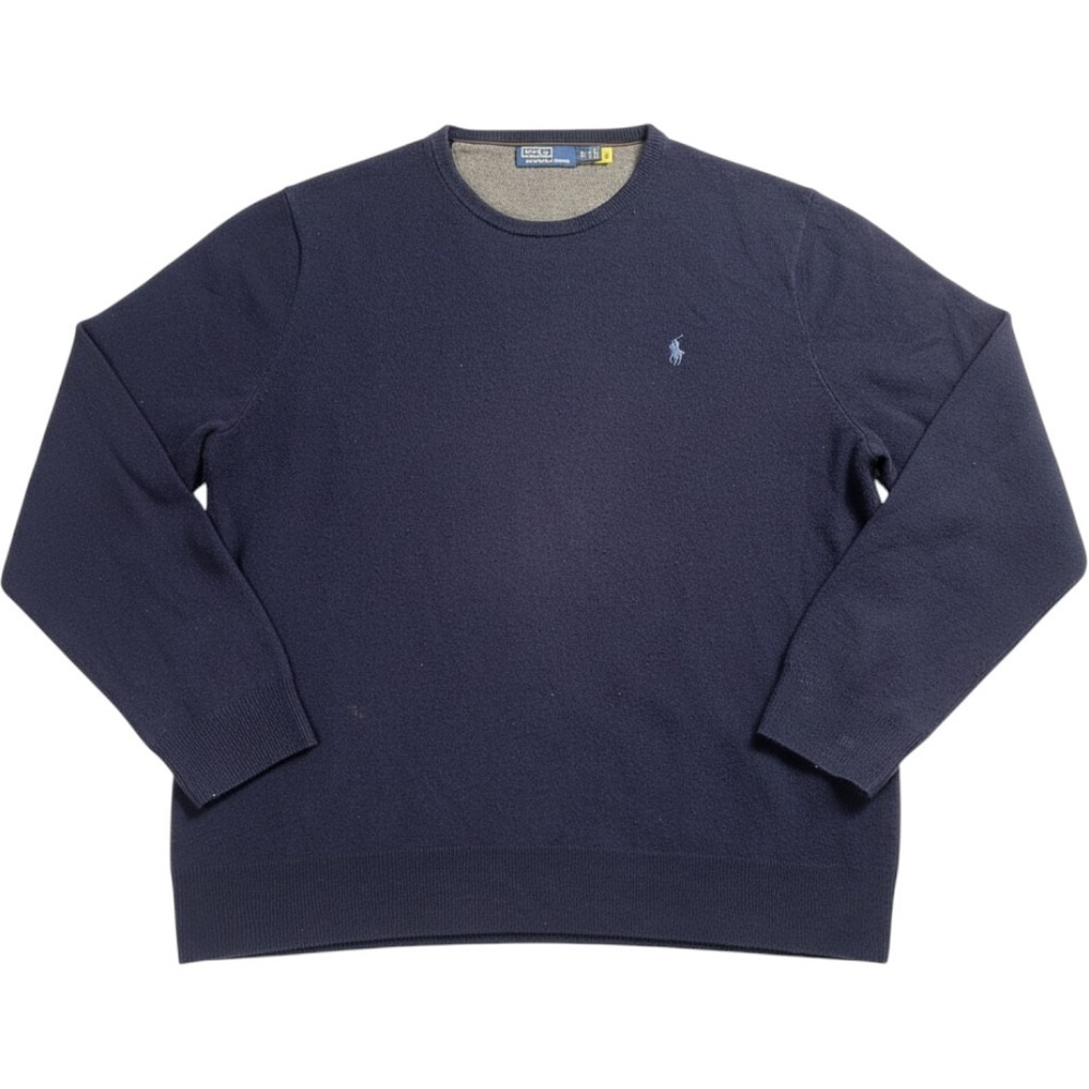 Polo Ralph Lauren Mens XXL Navy Blue Crewneck Pony Logo Knit Sweater